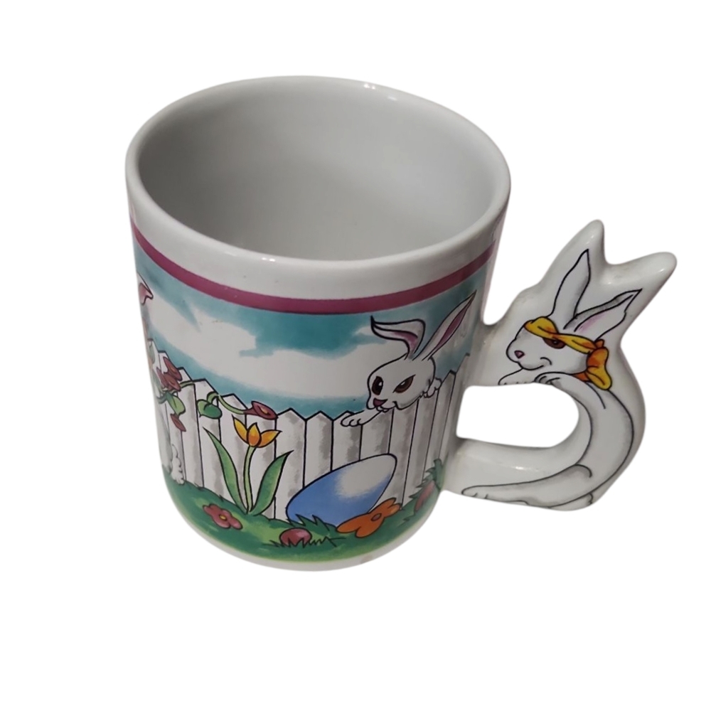 Excellent Condition Easter Bunny Coffee Mug with Decorative Handle